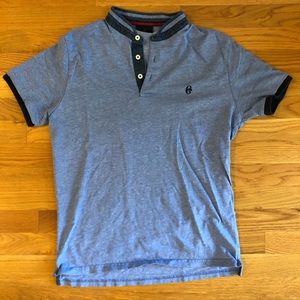 Men’s Blue Polo with Mandarin Collar (M)
